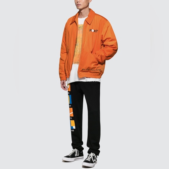 ROKIT Sweatpants Men Medium‎ Black Cotton Colorful Graphic Streetwear Drawstring - Picture 1 of 15
